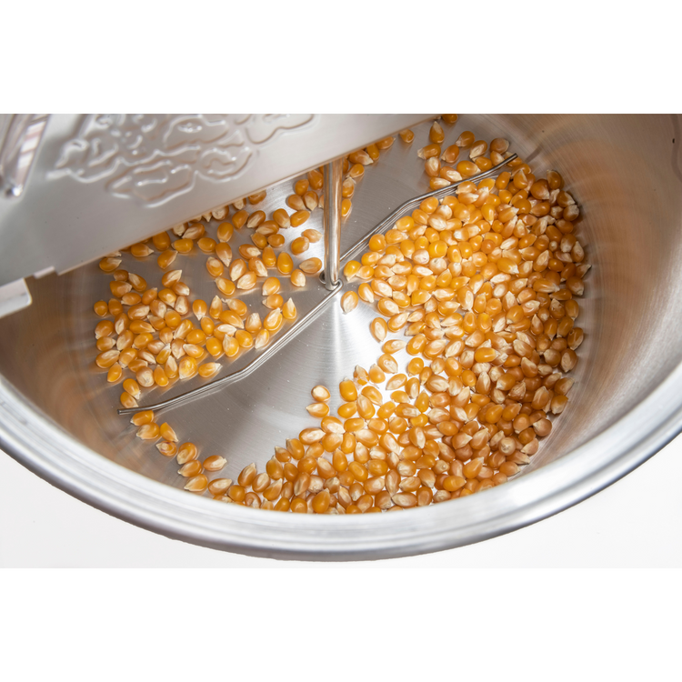 Stainless Steel Whirley Pop + 2lb Big and Yellow Popcorn + 2 Large Reusable Popcorn Tubs