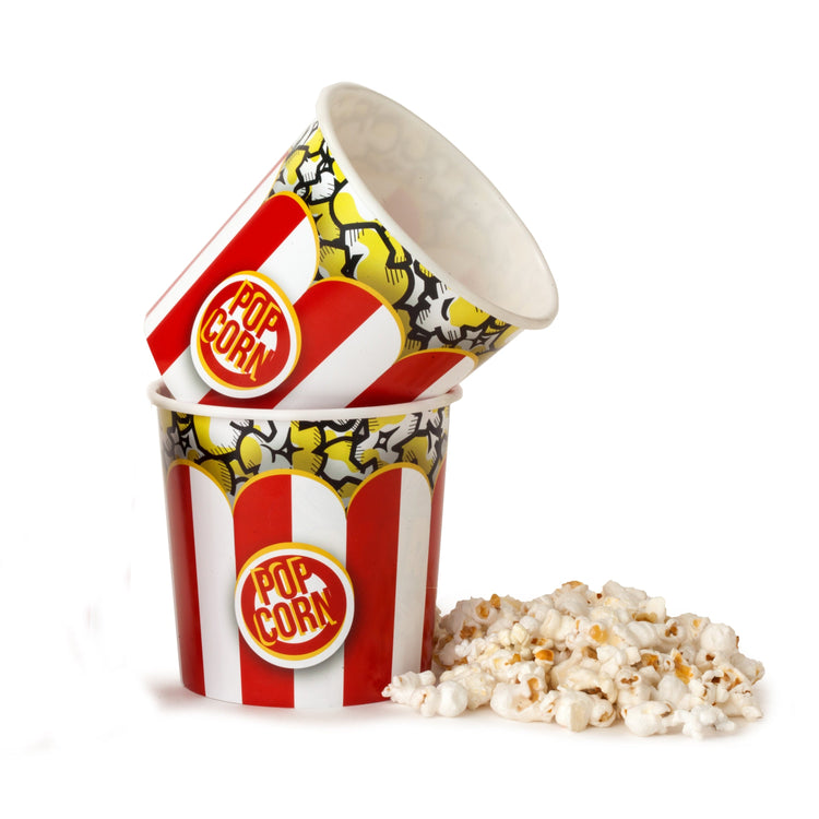 Red Nylon Gear Whirley Pop + 2lb Big and Yellow Popcorn + 2 Large Reusable Popcorn Tubs