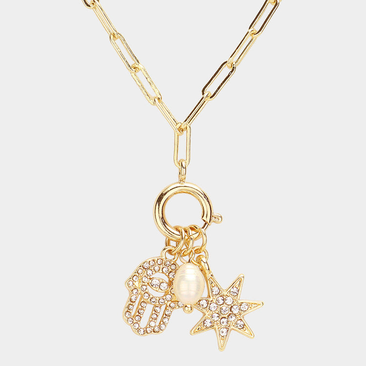 Hamsa Cluster Necklace