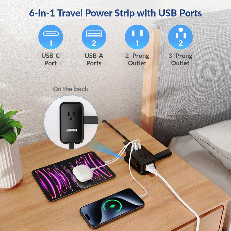 Travel Power Strip - 2 PACK