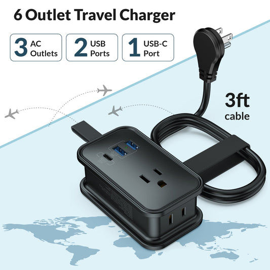 Travel Power Strip - 2 PACK